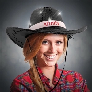 Black Sequin LED Cowboy Hat