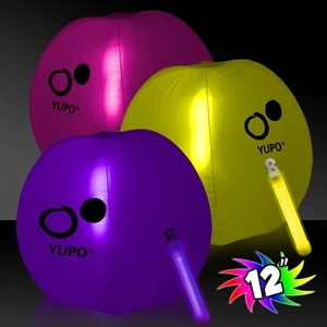 12" Translucent Beach Ball with Glow light Stick