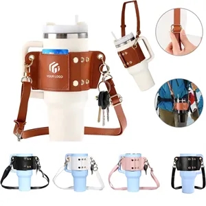 Adjustable Tumbler Water Bottle Holder with Strap Card Clip