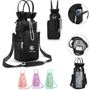 Custom Logo Insulated Carrier Bag Water Bottle Holder with Strap Handle