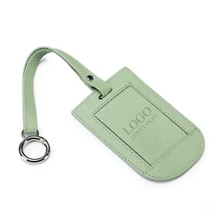 Flap Leather Luggage Tag With Metal Buckle