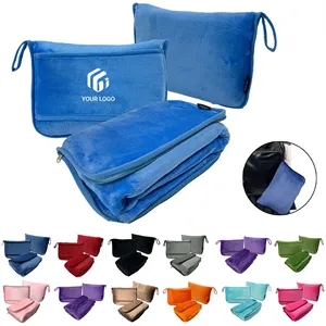 Custom Logo Multifunctional Soft Comfortable Warm Pillow Travel Blanket