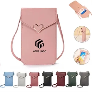 PU Leather Slim Touch Screen Crossbody Cell Phone Bag