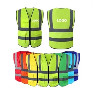 High Visibility Reflective Safety Vest w/Pockets & Zipper