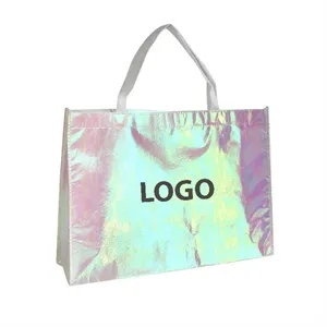 Iridescent Laminated Non-Woven Shopping Tote 9 1/2x14x5 1/4"
