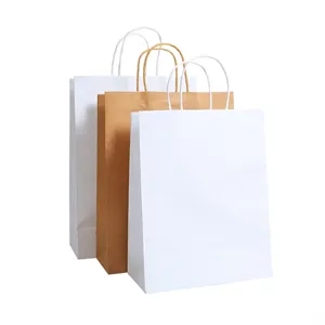 Customized Medium Size Brown Paper Gift  Bags 9.8x4.3x12.6in