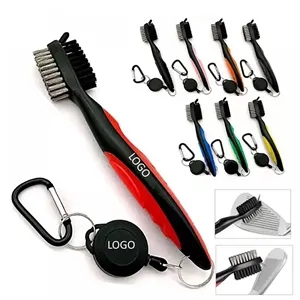 Golf Club Cleaning Brush with Retractable Aluminum Carabiner