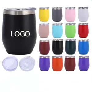 12Oz Stainless Steel Eggshell U-shaped Cup W/Lid