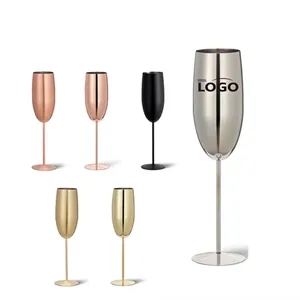 8OZ Stainless Steel Champagne Glasses Metal Stemmed Flutes