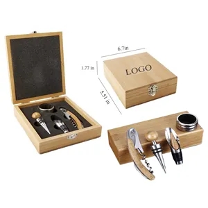 Elegant 4-Piece Bamboo Wine Tool Set with Luxury Box