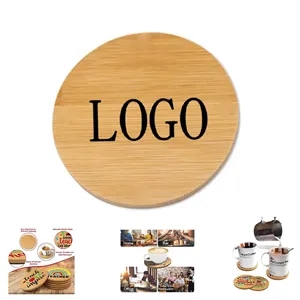 Customized logo bamboo coaster
