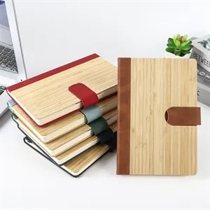 Custom Logo Wooden Cover Hardcover Magnetic Button Notebook