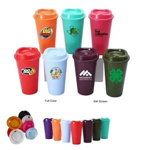 16 oz Reusable Coffee Maker Thermos Plastic Cups with Lid