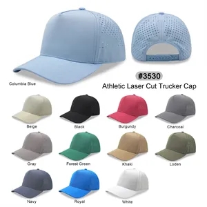 5 Panel Sport Trucker Cap w/Laser Cut Mesh Back