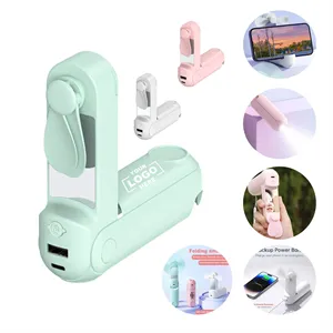 Custom Logo 5 In 1 3000mAh Foldable Handheld Fan With Mirror