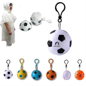 Soccer-shaped Disposable Poncho Ball Keychain