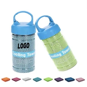 Cooling Microfiber Towels With Carabiner Bottle