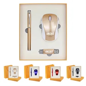 Wireless Mouse , pen and usb drive gift set.