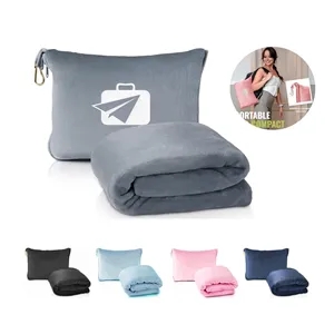 2 in 1 Ultra  Travel Pillow Blanket with Soft Bag