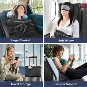 2 in 1 Ultra  Travel Pillow Blanket with Soft Bag