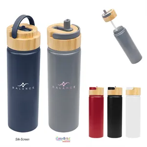 Custom Logo 27 Oz. Ellis Recycled Aluminum Bottle With Bamboo Lid