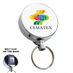 Full Metal Round Badge Reel W/ Belt Clip