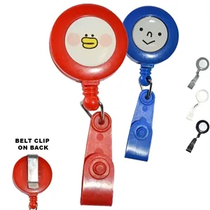 Matching Strap Color Round Badge Reel Holder w/ Belt Clip