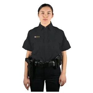 Womens 100% Polyester 4 Pocket Hidden Zipper Uniform Shirt
