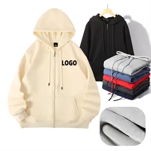 Custom Logo Soft Fleece Hoodie Oversized 14.8 oz. Full Zip Unisex  M-3XL