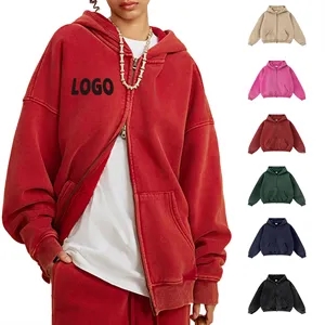 Custom Logo Fleece Heavyweight Wash Vintage Thickened Unisex Hooded Coat