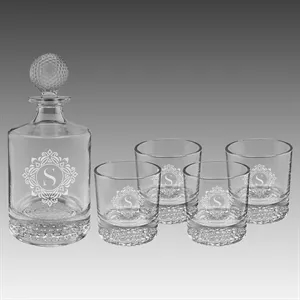 850ml Round Golf Glass Decanter Set w/4 9 oz. Rocks Glasses