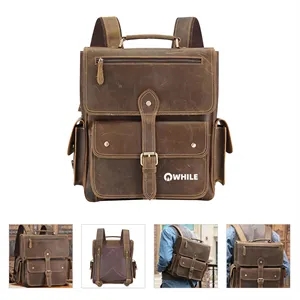 Leather Laptop Backpack Vintage Travel Bag