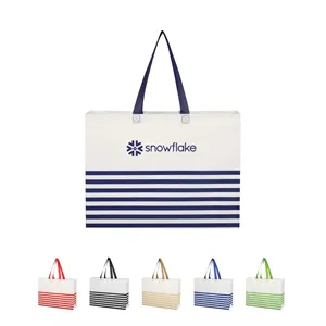 Non-Woven Horizontal Stripe Tote Bag