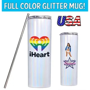 Glitter Vacuum Sealed 20 Oz. Full Color Tumbler
