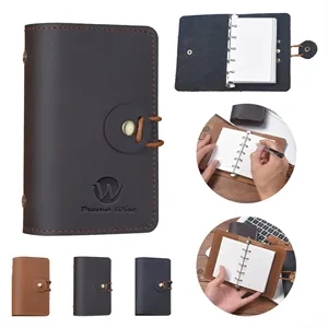 A8 Genuine Leather Refillable Spiral Binder Journal Notebook