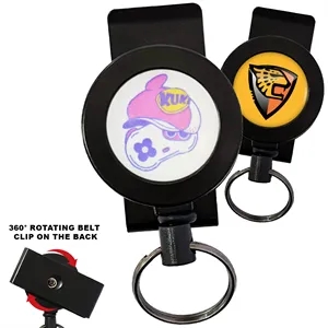Custom Logo Large Lanyard Badge Reel w/ Keyring