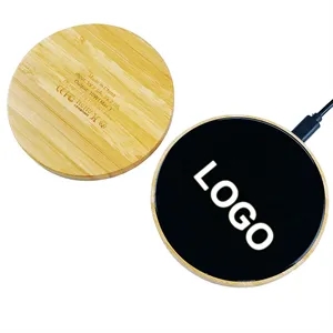 Custom Logo Light Up Bamboo Wireless Charger