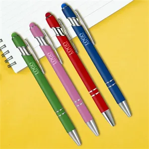 Metal Ballpoint Pen with Color Stylus Tip