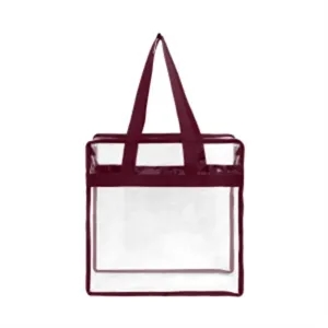 Custom Logo Stadium Approved Clear Zipper Tote Bag ( 12" x 12" x 6" )