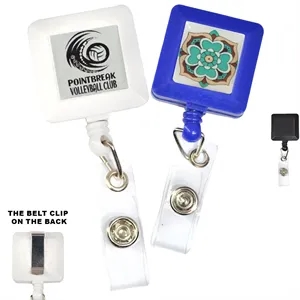 Square Retractable Badge Reel w/ Belt Clip