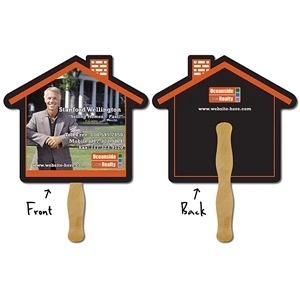 Real Estate Hand Fan - 9.625x8.5 House Shape