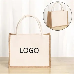 Custom Eco-Friendly Natural Jute Shopping Tote Bag 14"x10"