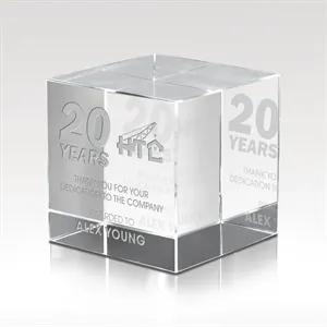 Optical Crystal Cube Award with Multiple Imprint Areas