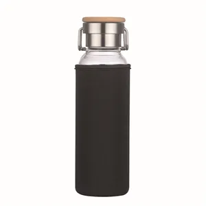22 oz Glass Water Bottle With Neoprene Protective Sleeve
