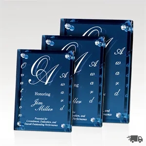 Azule Plaque - Blue Mirrored Glass - Easel Back