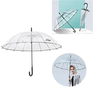 Custom Logo Long-handled Transparent Umbrella