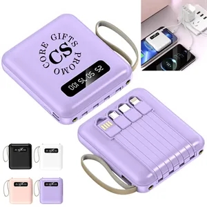 Custom Logo 5000mAh Mini Power Bank With Detachable Cables