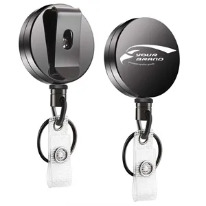 Custom Logo TransClear Black Retractable Clip Badge Holder