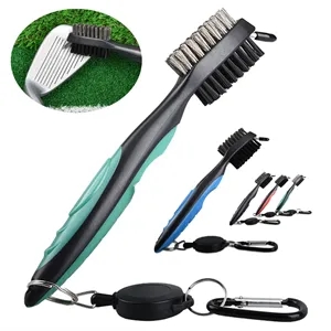 Golf Club Brush Groove Cleaner with Retractable Zip-line