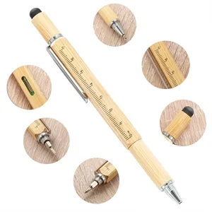 6 in 1 Multi functional bamboo tool pen
